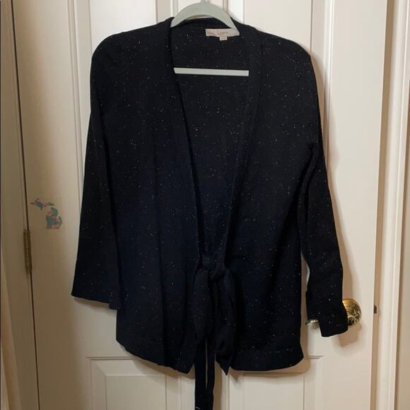 LOFT black cardigan ties in front size XS - Picture 2 of 7